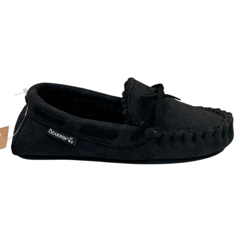 Bearpaw Boys Faux Fur Lined Slippers Size 13-1Y (M) Black Warm Cozy Winter Shoes